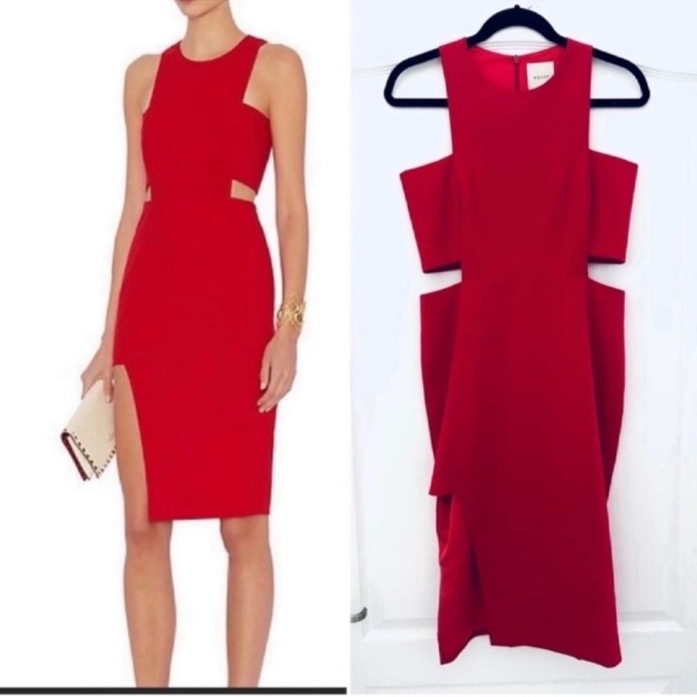 Mason Asymmetrical Red Cut-Out Dress 8